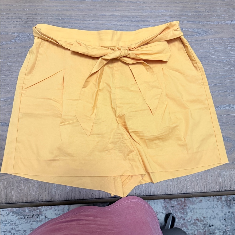 J. Crew High Waist Yellow Tie Shorts